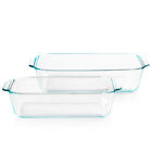 2-Piece Deep Glass Baking Dishes Duo Transparent Rectangular Bakeware Set