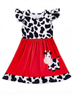 New Boutique Girls Size 5 Red Black Flutter Sleeve Animal Print Cow Dress