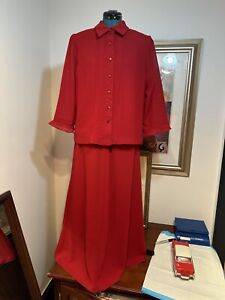 Melissa Collection Women’s Red Lined Skirt Jacket Set Outfit Size 14