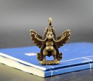 Chinese antique pure brass lucky Garuda Dhwaja small Exquisite pendant b