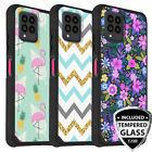 For T-Mobile Revvl 6X/6X Pro 5G Case Rubber Design Hybrid Cover+Tempered Glass