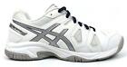 Asics Unisex Kids Gel Game 5 GS Lace Up Tennis Shoes White Silver Onyx New