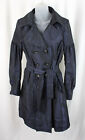 Creenstone Blue Double Breasted Belt Accent Trench Coat Jacket Size 8