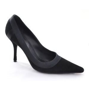 Womens Liz Carine Pointed Toe Stiletto Pumps 36.5 / 6.5 Black Suede Heels Shoes