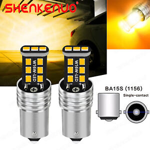 7507 BAU15S 12496 LED Front Turn Signal Blinker Bulbs Amber Yellow Bright 15SMD