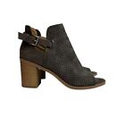 Universal Thread Ankle Boots Open Toe Side Buckle 3” Heel Gray Womens Size 7.5