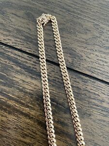 24” 7mm Solid Rose Gold Cuban Link 18k Rose Gold Chain 104 Grams Necklace Miami