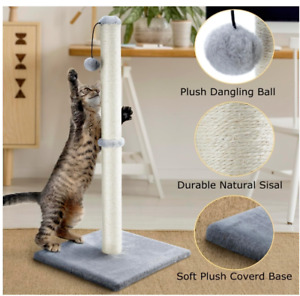 29'' Cat Scratching Post Natural Sisal Rope Scratcher with Dangling Teaser Ball