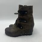 SOREL NL1987-028 JOAN OF ARCTIC WATERPROOF LACE UP WEDGE BOOTS WOMENS SIZE 7.5