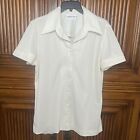 Sir Julian Top Shirt Women 18 Ivory Button Ribbed Collared Cuff Sleeve Vintage