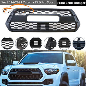 For 16-21 Tacoma TRD Pro Front Grille Bumper Hood Matte Black Grill W/Letter (For: 2021 Tacoma)