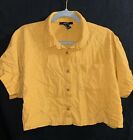Forever 21 Women's Cropped Button Up Top Mustard Yellow Size Medium