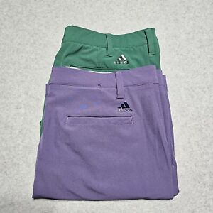 Adidas Ultimate 365 Stretch Golf Shorts 34 35 Solid Purple Green 2 Pair Bundle