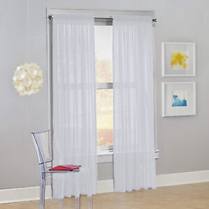 Decotex Set of 2 Sheer Voile Transparent Window Treatment Curtain Panel Drapes
