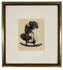 Antique 1937 Clare Leighton 3/40 Woman with Flowers Signed Woodblock Art Print