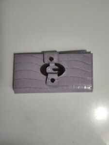Guess Woman's Wallet Lavender Faux Leather Zipper Pouch Silver Color Accents
