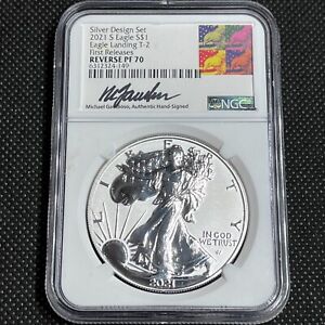 2021 S SILVER EAGLE REVERSE PF70 FIRST RELEASES SIGNED GAUDIOSO  TYPE 2  #172