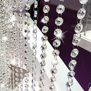 30FT Acrylic Crystal Bead Chandelier Garland Hanging Wedding Curtain Decor