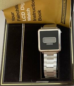Vintage Fairchild LCD Stainless Steel Men's Digital Watch Black Case (See Desc)
