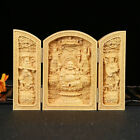 China Box-wood Hand Carved Happy Laugh Maitreya Buddha Three Opening Box Statue