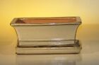 Ceramic Bonsai Pot Beige Rectangle With Humidity Drip Tray Size: 8.5