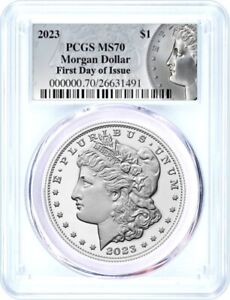 2023 $1 Silver Morgan Dollar PCGS MS70 First Day of Issue Silver Dollar Label