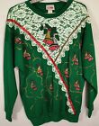 Vintage Nutcracker Christmas Sweater Green Lace Look Bells 18W/38