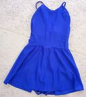 LANDS END Bright Blue 1 piece Swim Dress SWIMSUIT sz 12 Perfect condition
