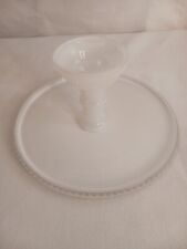 Vintage Medium Pedestal Fluted Cake Fruit Bowl Stand Milk Glass