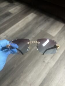 Cartier Buffs Pink & Blue Sunglasses With Moissanite Diamonds FREE SHIPPING