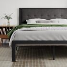 Twin/Full/Queen/King Size Bed Frame with Platform Upholstered Headboard DarkGrey