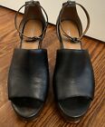 COACH Wedge Heels, Black, Size 8 1/2, Ankle Strap, 4” Heel, Leather