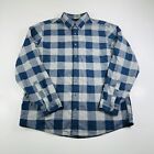 Eddie Bauer Flannel Shirt Long Sleeve Navy Blue Plaid Relaxed Men’s Size XL Tall