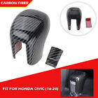 For Honda Civic 2016-2021 Carbon Fiber Black Interior Gear Shift Knob Cover Trim