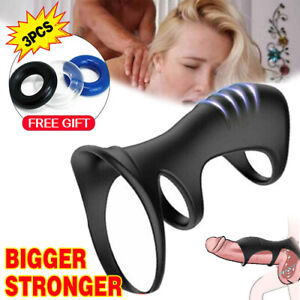 Penis Cock Ring Sleeve Enhancer Extender Silicone Adult Sex Toy for Men-Couples