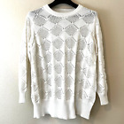 Novelty Stitch Womens 3X White Knit Sweater Crewneck Plus Size New