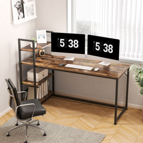 FlexiSpot 48in Computer Desk with Reversible Storage Shelves Home Office Desk