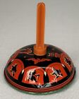 Vintage US Metal Toy MFG Halloween Tin Bell Rattle Noisemaker Cat Witch Bat (2)
