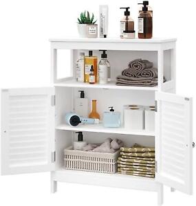Storage Accent Storage Cabinet w/ 2 Doors Open Shelves for Kitchen Bedroom Home