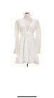 Alice + Olivia NWT Marita Long Sleeve V Neck Eyelet Dress Size 8 In Off White