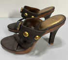 J Vincent KALI A76B Women's Brown Leather Stiletto Heel Shoes Size 7.5 EUC