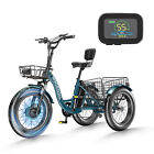 500W 20x4 in Electric Tricycle For Adults Trike 3-Wheel Adult Bicycle + Basket