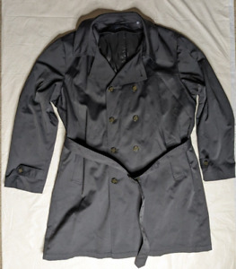 Ralph Lauren Jacket Men's 52L Black Trench Coat Double Breasted