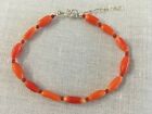 Natural Coral Bracelet with Sterling Silver Clasp Orange New 