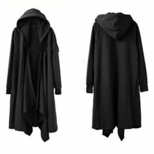 Mens Gothic Long Cloak Cape Trench Coat Loose Casual Jacket Black Punk Outwear