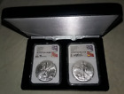 2021 T-1 & T-2 Silver Eagle 2-Coin Set Both MS70 ER Mercanti & Gaudioso Signed