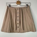 Free People Pleated Snap Front Belted Faux Leather A-Line Mini Skirt Women's 2