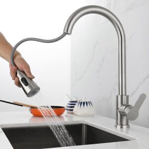 Faucet Sink Brushed Nickel Kitchen Mixer Faucet Pull Down Sprayer Single Handle