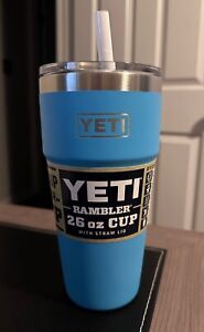 NEW Yeti Reef Blue Rambler 26 oz Stackable Cup with Straw Lid