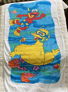 Sesame Street ELMO BIG BIRD Snorkeling Beach Bath Towel by Franco  VINTAGE